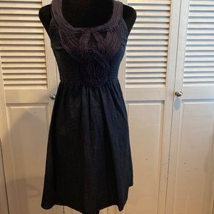 Calvin Klein Dark Denim Petite Dress w/Grommet Detail, Elastic Top, Sz Petite